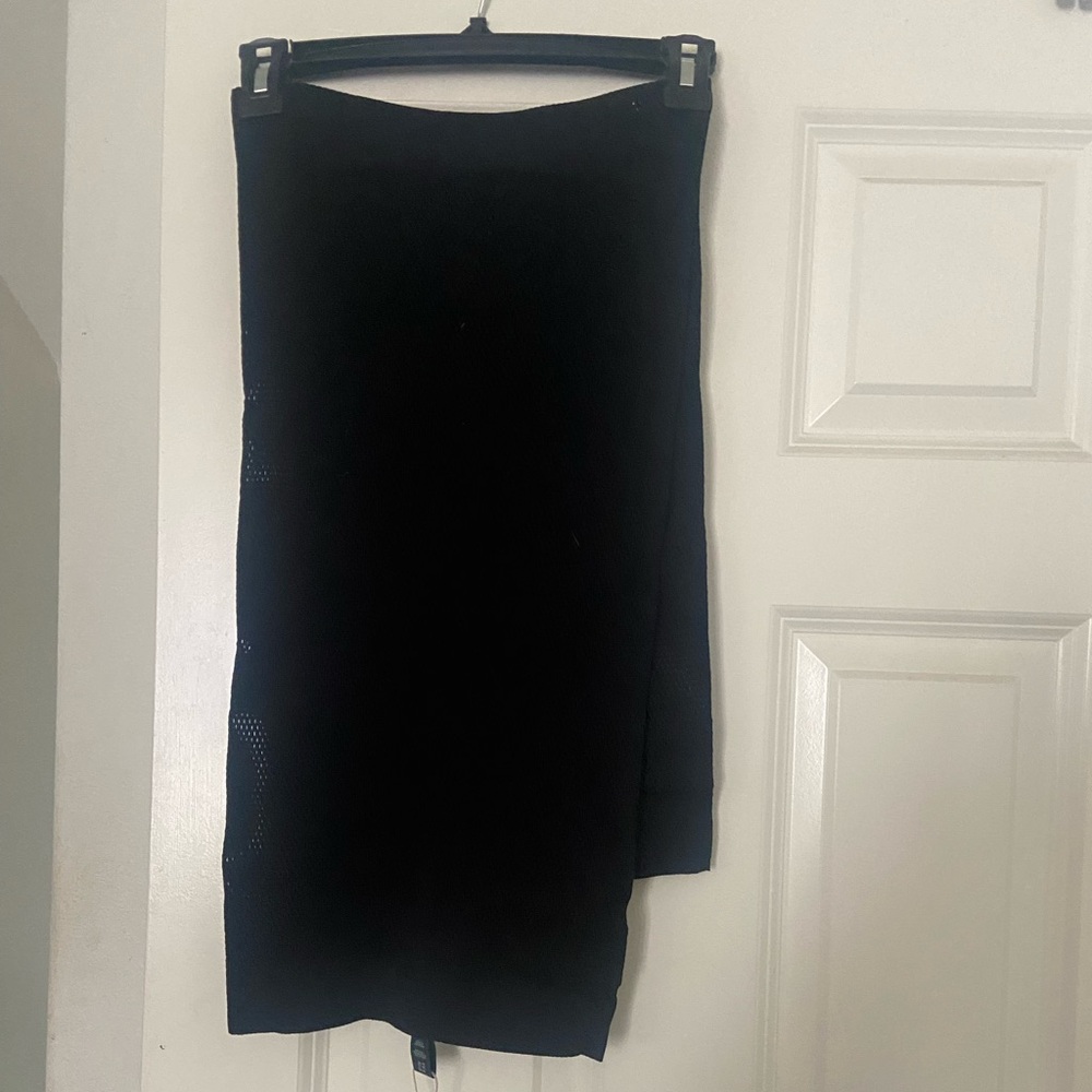 SKIMS Black recycled swim cutout long skirt